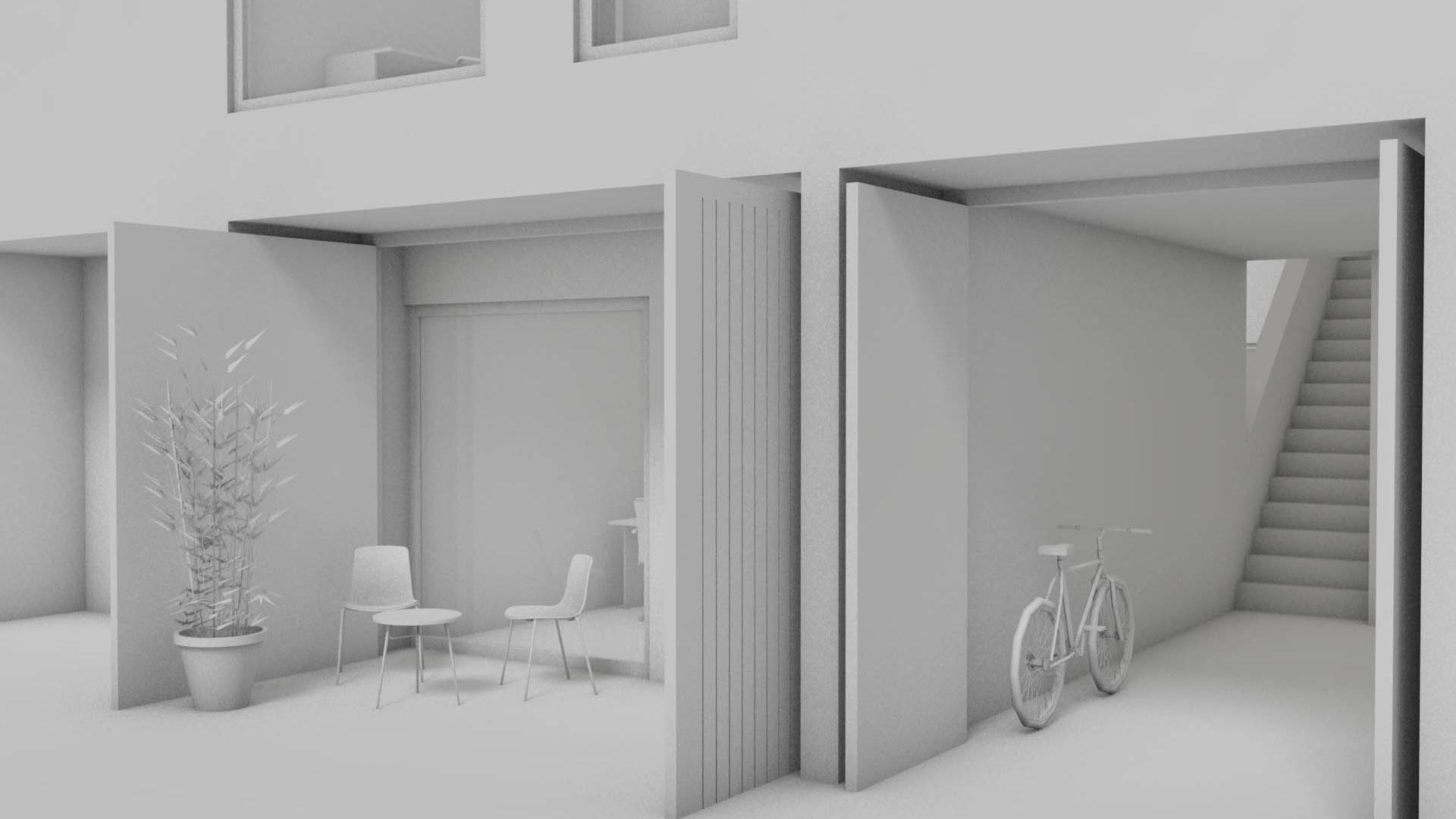 Entwurfsrendering mit Lampen